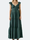 Free The Roses Sweetheart Neck Cotton Gauze Tiered Maxi Dress In Green