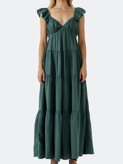 Free The Roses Sweetheart Neck Cotton Gauze Tiered Maxi Dress