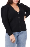 1.state Trendy Plus Size Puff-sleeve Cardigan In Black