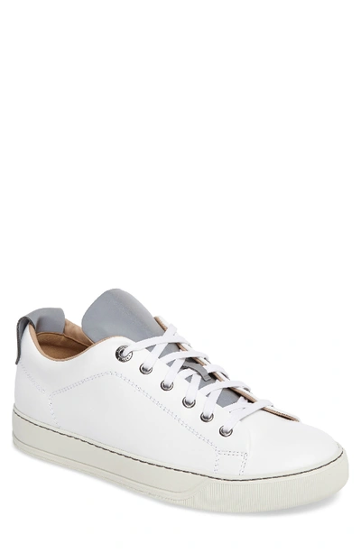 Lanvin Men's Reflective Two-tone Leather Low-top Sneakers In White Leather