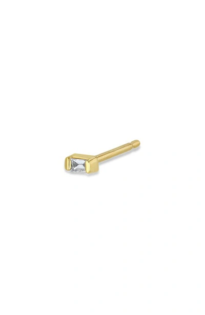 Zoë Chicco White Diamond Baguette Stud Earring In 14k Yellow Gold