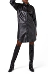 As By Df Bonsoir Long Sleeve Recycled Leather Shirtdress In Black