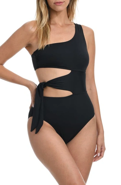 La Blanca Women's Island Goddess One-shoulder Tummy-control One-piece Swimsuit Women's Swimsuit In Black
