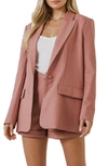 Endless Rose Single Breasted Blazer In Dusty Pink
