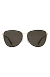 Mohala Eyewear Leahi Universal 59mm Polarized Round Sunglasses In Black Jade Chain Temple
