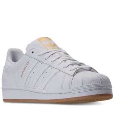 Adidas Originals Adidas Men's Superstar Gum Casual Sneakers From Finish Line In White/gold Met/gum