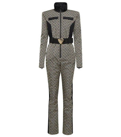Balmain X Rossignol Monogram Print Belted Ski Jumpsuits
