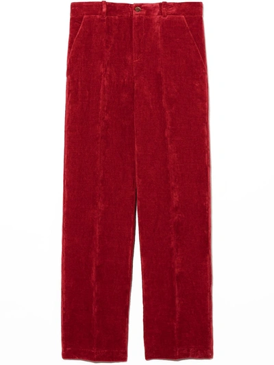 Gucci Kids' Uneven Dye Tailored Trousers In Red