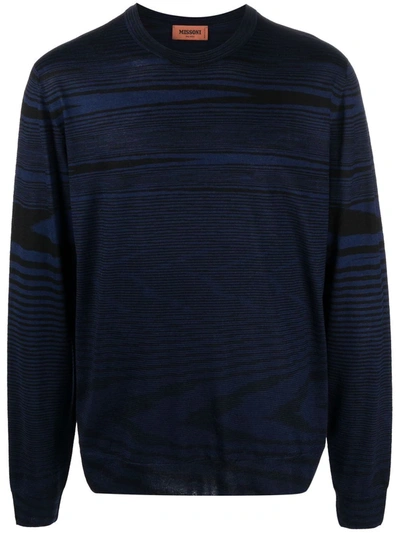 Missoni Intarsia-knit Crewneck Jumper In Blue