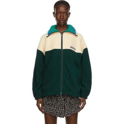 Isabel Marant Étoile Green & Off-white Malti Fleece Jacket In 67dg Dark Green
