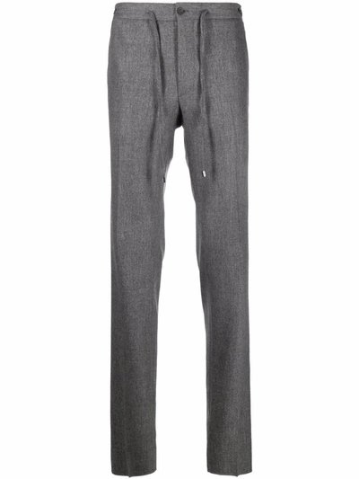 Malo Straight-leg Drawstring Wool Trousers In Grey