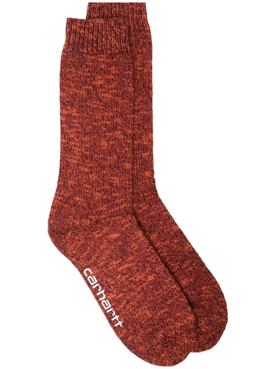 Carhartt Two-tone Knit Socks In Red