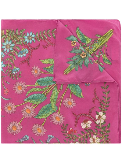 Pre-owned Gucci 2005 Floral Silk Scarf In Pink