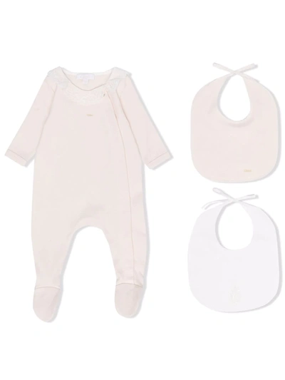 Chloé Babies' Embroidered Collar Pyjamas In Neutrals