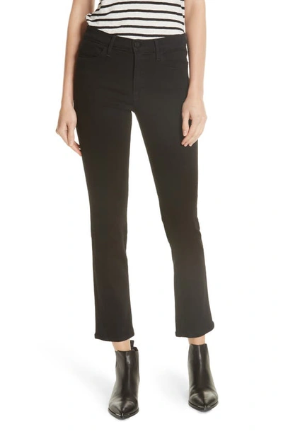 Frame Le High Straight Cropped Distressed High-rise Straight-leg Jeans In Film Noir