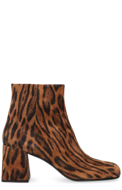 Miu Miu Suede Ankle Boots In Animalier