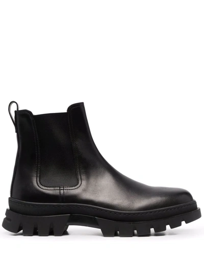 Henderson Baracco Ridged Leather Ankle Boots In Schwarz