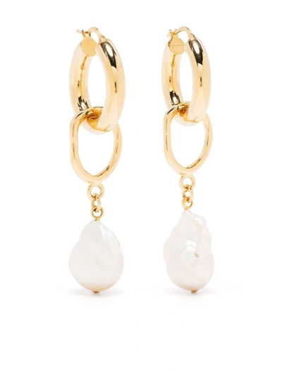 Mounser 14kt Yellow Gold-plated Object Found Freshwater Pearl Earrings In White