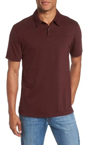 James Perse Slim Fit Sueded Jersey Polo In Dark Plum