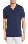 Vilebrequin Logo Pique Polo In Navy/ Red