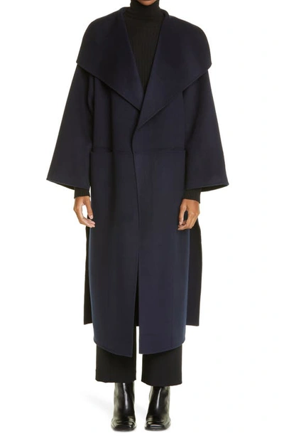 Totême Annecy Open Front Wool & Cashmere Coat In Navy