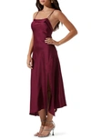 Astr Cowl Slip Midi Dress In Wine