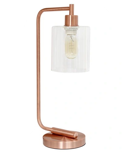 Lalia Home Modern Iron Desk Lamp With Glass Shade In Rose Gold-tone