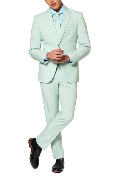 Opposuits Magic Mint Pastel Trim Fit Suit & Tie In Teal/ Mint