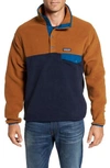 Patagonia Synchilla Snap-t Fleece Pullover In Navy Blue W/ Bear Brown