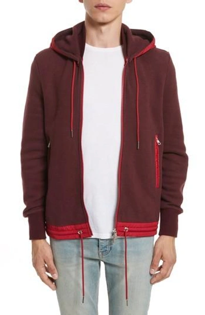 Moncler Maglia Knit Bomber With Removable Hood In Pink