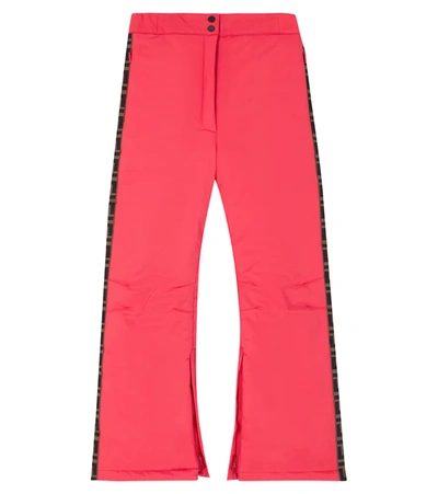 Fendi Kids' Ff-stripe Ski Trousers In Cherry