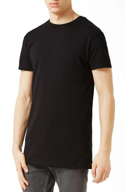 Topman Muscle Fit Longline T-shirt In Black