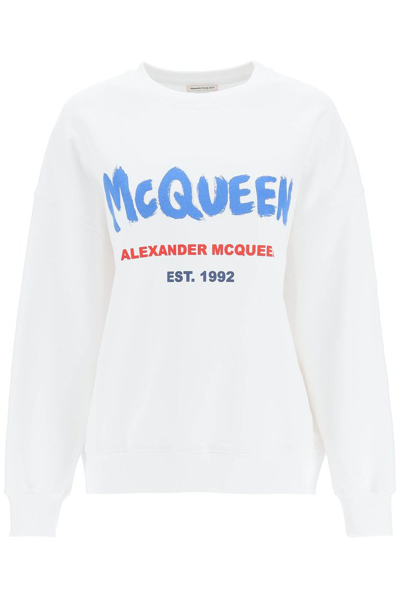 Alexander Mcqueen Alexander Mc Queen Graffiti Sweatshirt In White