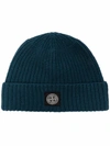 Stone Island Mens Cobalt Blue Brand-patch Wool Beanie Hat In Blau