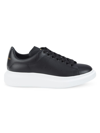 Alexander Mcqueen Men's Oversized Larry Bicolor Leather Low-top Sneakers In Black