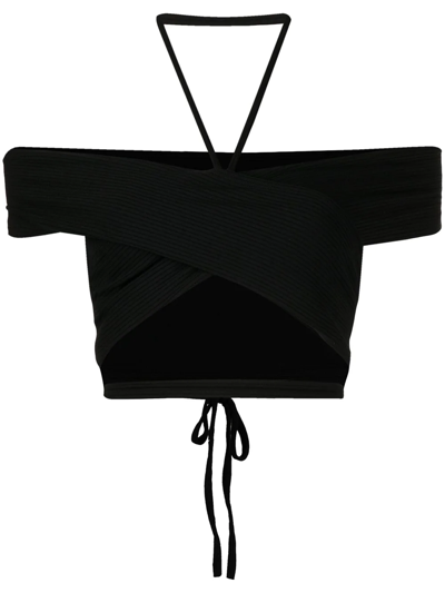 Jonathan Simkhai Standard Caity Off-the-shoulder Crop Top In Black