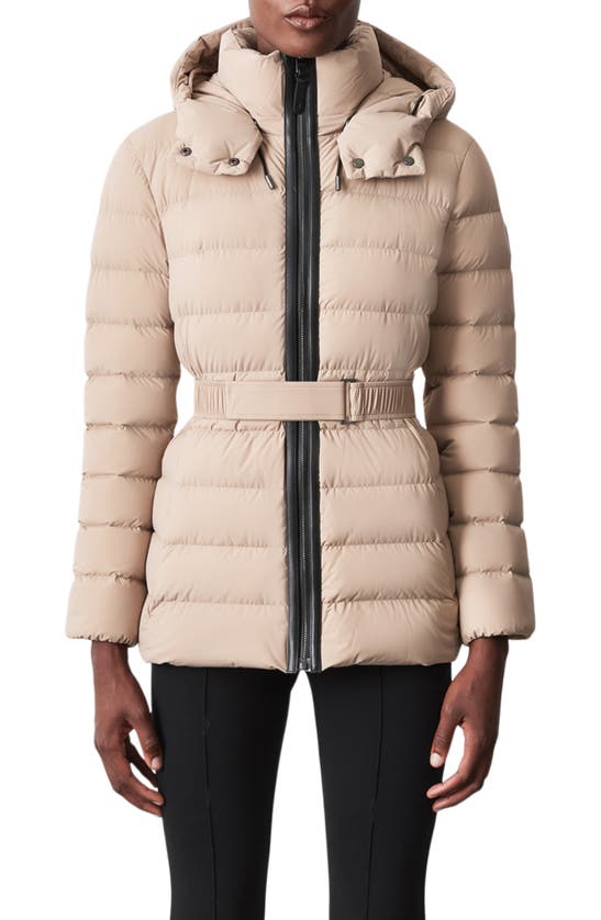 Mackage Jazmin Belted Down & Feather Puffer Jacket In Camel ModeSens