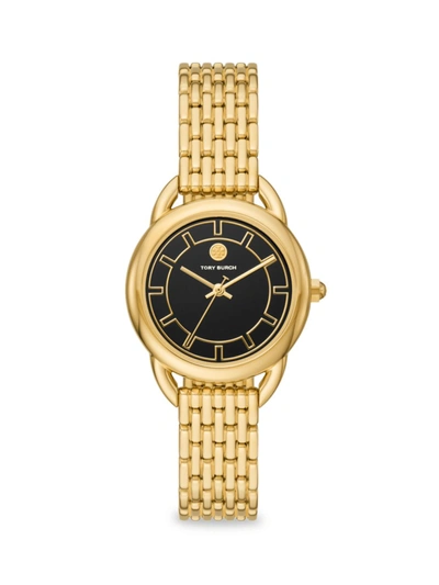 Tory Burch Ravello Watch, Black/gold-tone Stainless Steel, 32 X 40 Mm In Gold/black
