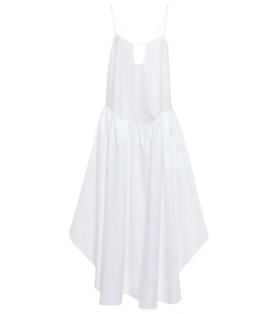 Khaite Norelle Cutout Gathered Cotton-poplin Midi Dress In White