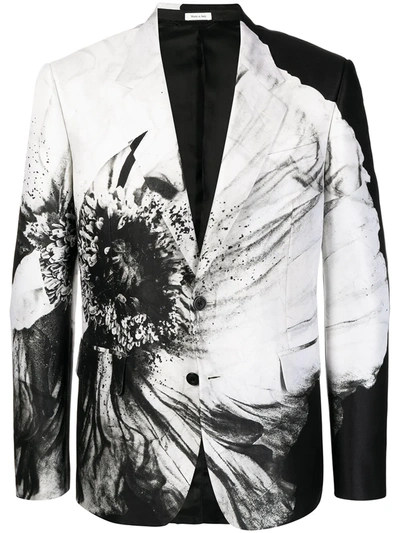 Alexander Mcqueen Men's Flower-print Sport Jacket In Black/white | ModeSens