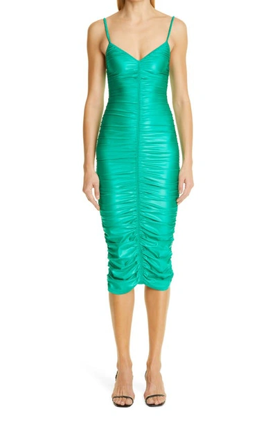 Alexander Wang Ruched Bodycon Midi-dress In Green
