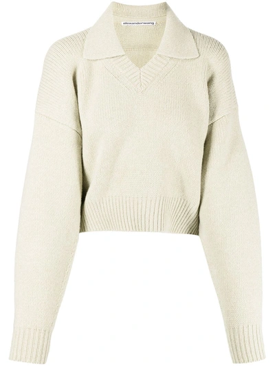 Alexander Wang Layered Collar Pullover Sweater In Ivory