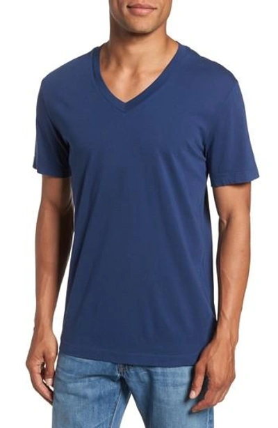 James Perse Short Sleeve V-neck T-shirt In Air Force Blue