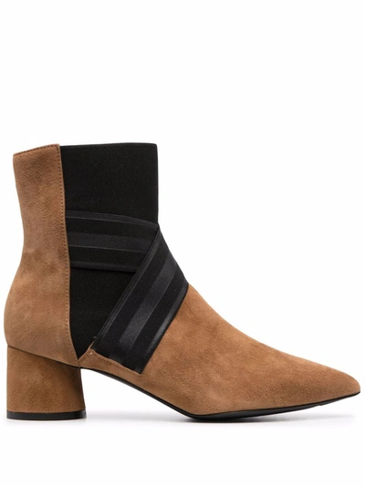 Pollini Two-tone Ankle Boots In Brown