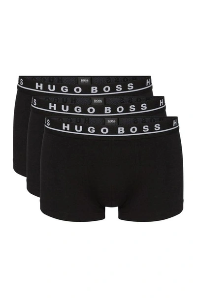 Hugo Boss Assorted 3-pack Stretch Cotton Trunks In Black