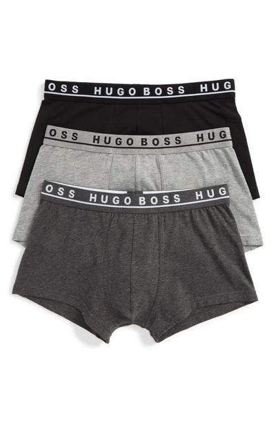 Hugo Boss Assorted 3-pack Stretch Cotton Trunks In Grey