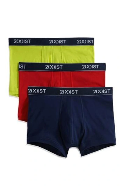 2(x)ist 3-pack No Show Trunks In Salsa Red/ Lime Punch/ Navy
