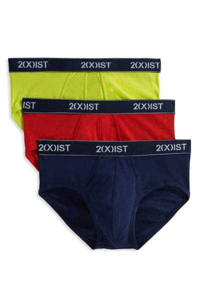2(x)ist Men's Underwear, Essentials Contour Pouch Brief 3 Pack In Salsa/lime