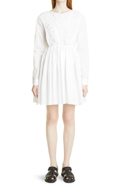 Merlette Vlinder Soutache Trim Cotton Poplin Dress In White