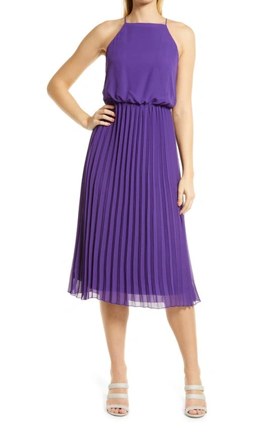 Sam Edelman Sleeveless Pleated Midi Dress In Purple